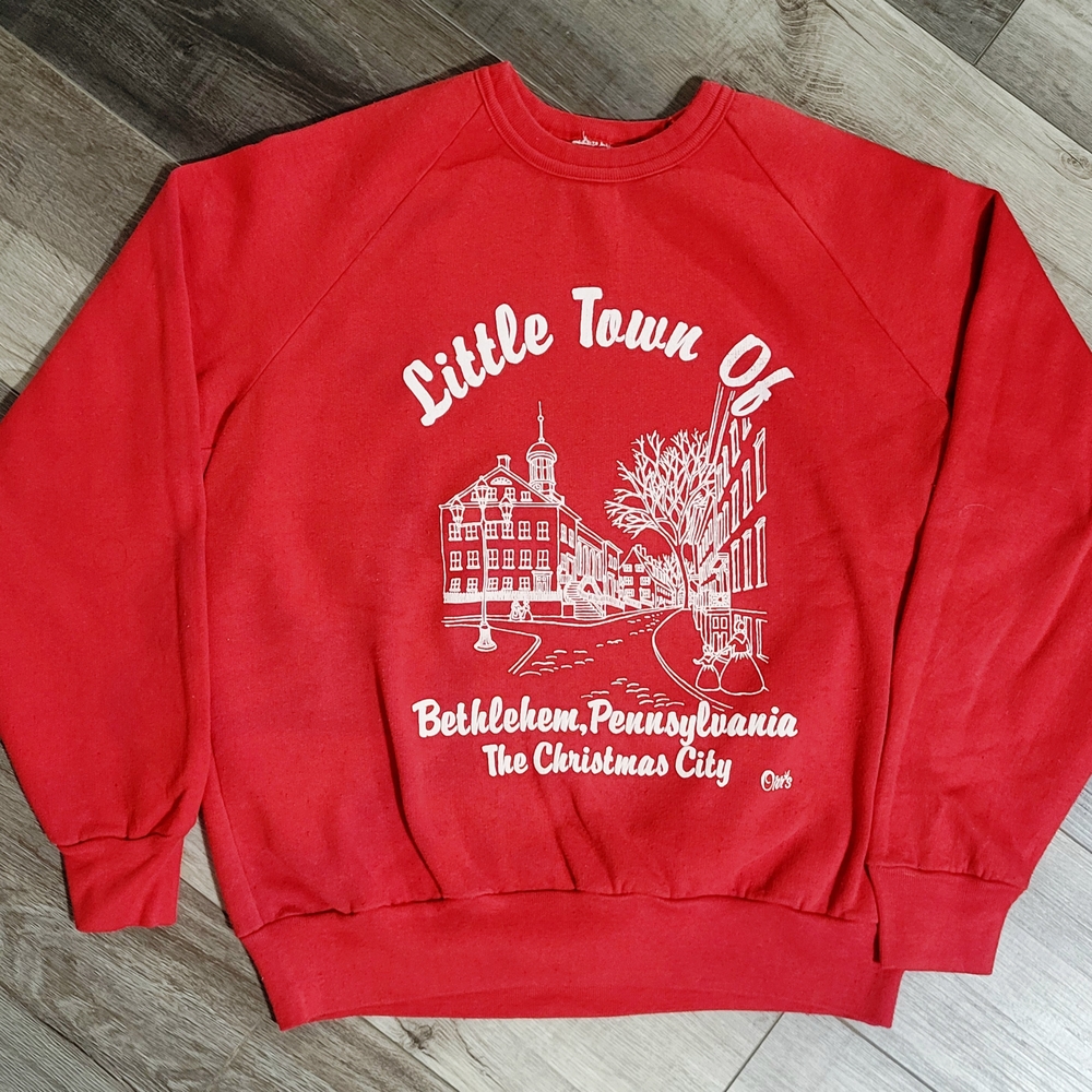 Vintage Christmas City Bethlehem PA Sweatshirt Size Medium